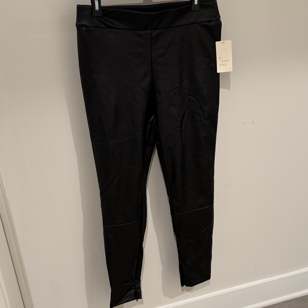 Faux Leather Slim Fit Leggings Large A New Day Black High Waisted